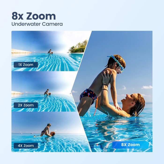 4K60FPS Waterproof Action Camera,48MP 15M Bare Underwater Camera with 64GB Card,8X Zoom Touch Screen SportsCamera,6-axis EIS Motorcycle Camera with Remote Control Distortion Correction - Image 4