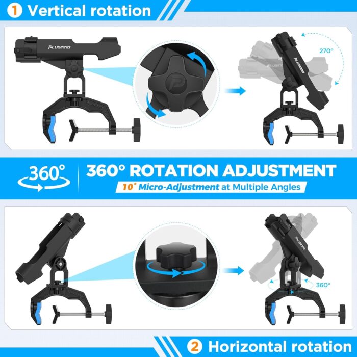 PLUSINNO 1/2/4 Pack Fishing Rod Holders for Boat, Fishing Rod Holder with Enlarge Clamp, Innovative Dual-V Shaped Design, Fit Round/Square Tube Boat Fishing, Fishing Gear, Fishing Gifts for Men - Image 6