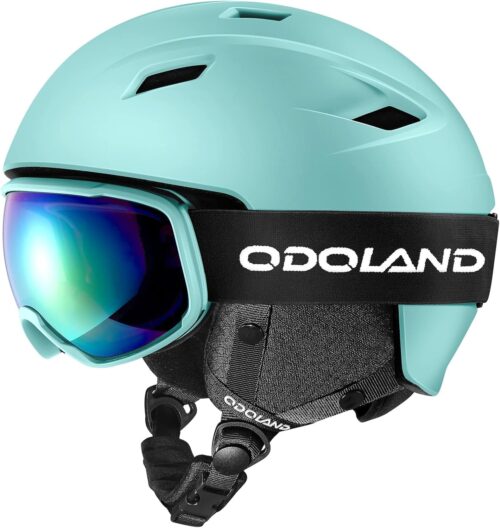 Odoland Ski Helmet and Goggles Set, Snowboard Helmet Glasses for Men, Women & Youth - Shockproof/Windproof Gear for Skiing, Snowboarding