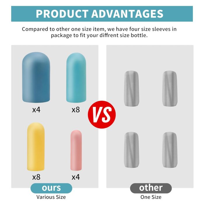 24 Pack Multi Sizes Silicone Bottle Covers, Travel Accessories Must Haves, Cruise Ship Essentials, Travel Size Toiletries,Travel Essentials for Women Men,Travel Gadgets, Elastic Sleeves for leak proof - Image 4