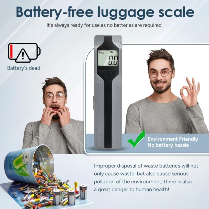 travel inspira Luggage Scale Battery-Free, Travel Essentials, Portable Handheld Suitcase Weight Scale for for Travel Accessories, 110lbs/50kg - Image 5