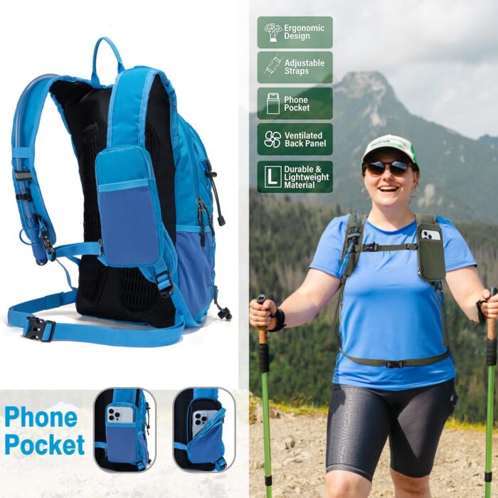 Insulated Hydration Backpack Pack with 2L Water Bladder Lightweight 22L Hiking Backpack Bag for Women Men Daypack for Hiking Running Festival Camping Biking - Image 2