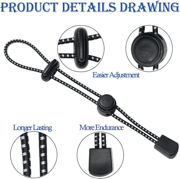 Backpack Hiking Stick Holder Straps, Elastic Lanyard Cord Rope for Walking Pole Fixing Buckle Adjustable Trekking Poles for Camping Hiking Mountaineering Tactical Bag Accessories 10Pcs - Image 2