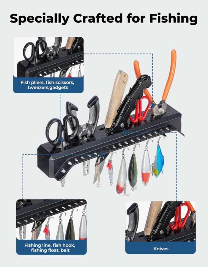 KEMIMOTO Fishing Tool Holder for Boat, Fishing Hook Knife Pliers Holder for Boat, Marine Tackle Rack Holder, Fishing Bait and Lure Organizer - Image 5