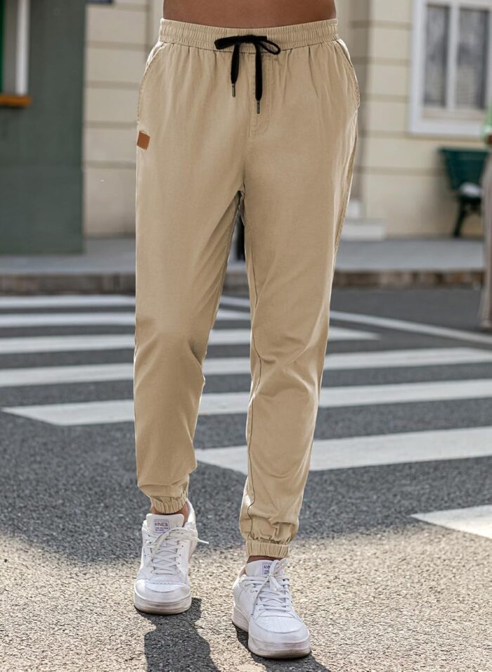 JMIERR Mens Casual Joggers Pants - Cotton Drawstring Chino Cargo Pants Hiking Outdoor Twill Track Jogging Sweatpants Pants - Image 6