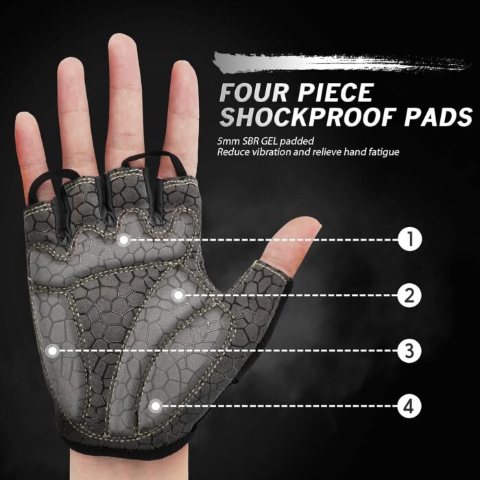 Bike Gloves for Men Women with Anti-Slip Shock-Absorbing Pad, Light Weight Half-Finger Cycling Gloves - Image 2
