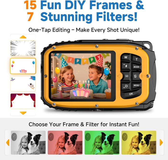 Underwater Floating Digital Camera – 48MP HD Bare-Body Waterproof Camera, No Case Needed for Underwater Fun & Childhood Memories (Yellow) - Image 4