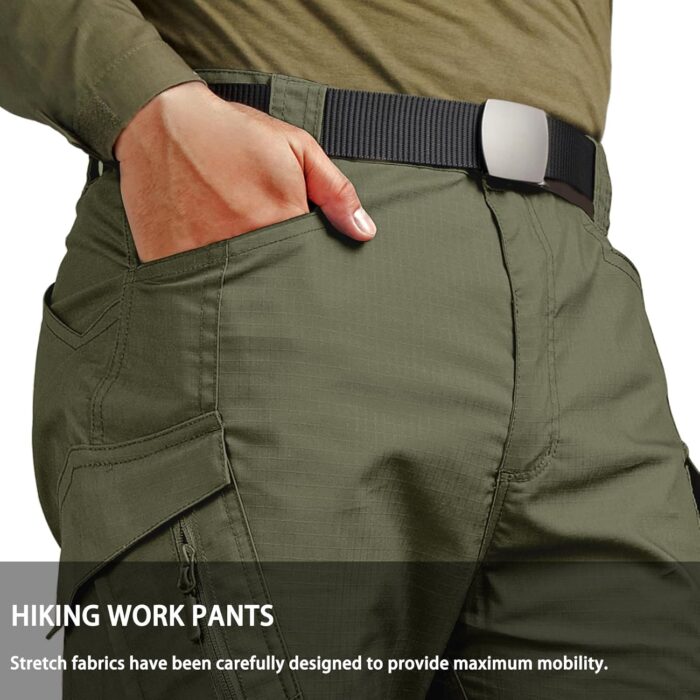 Men's Ripstop Tactical Pants Water Resistant Stretch Cargo Pants Lightweight EDC Hiking Work Pants - Image 7