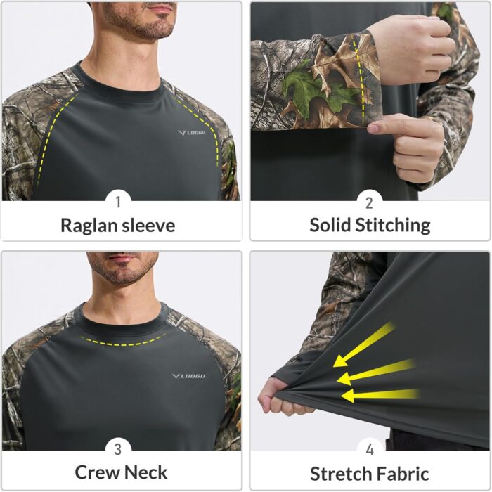 LOOGU Men's UPF 50+ UV Sun Protection SPF Rash Guard Lightweight Long Sleeve Shirts Outdoor for Fishing Hiking Swimming - Image 5
