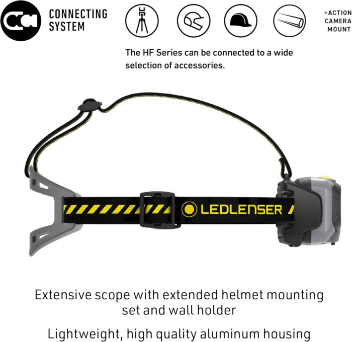 Ledlenser HF8R Work Hands Free, Rechargeable Headlamp, Dust and Water Resistant, 1600 Lumens, Yellow - Image 5
