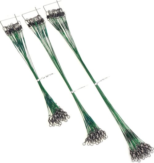 MOBOREST 60PCS Fishing Leaders, Hi-Low Rig Fish Line Stainless Steel Wire Leader with Swivel Snap Assortment Fishing Gear Connect for Lures Bait Rig Hooks