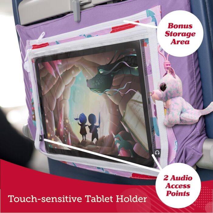 Lusso Gear Kids Airplane Tray Table Cover with Pockets - Sanitary Surface and Organizer for Plane Travel - Airplane Travel Essentials - Tablet Holder - Flight Must-Haves and Flying Essentials (Black) - Image 5