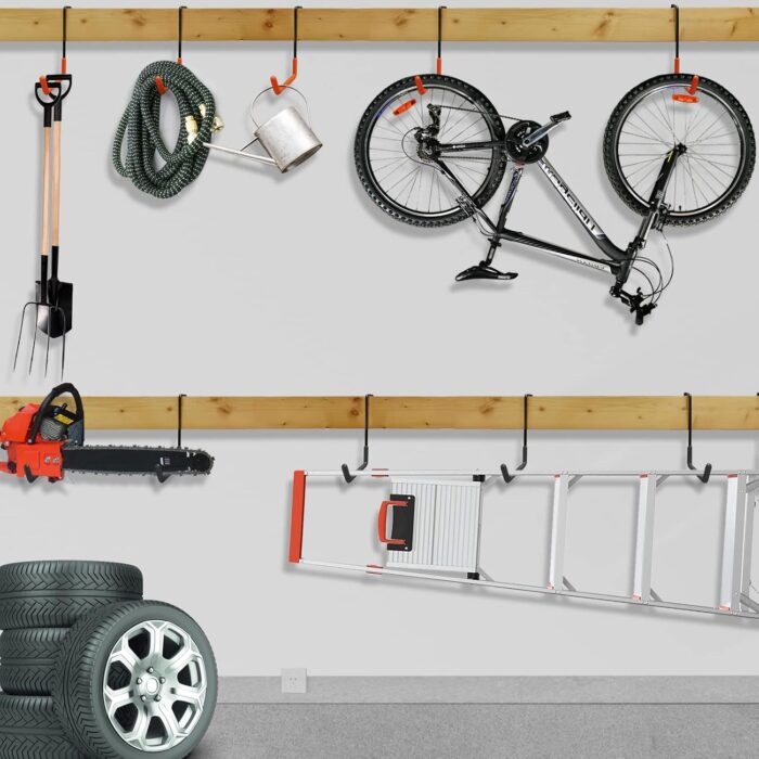 Rafter Hanger Hook Garage Bike Hooks Ladder Hanger Large S Hooks for Hanging,with Non Slip Coating,for Organizing Bulk Items,Ladders,Bikes,Ropes and More Equipment (6, Black) - Image 4