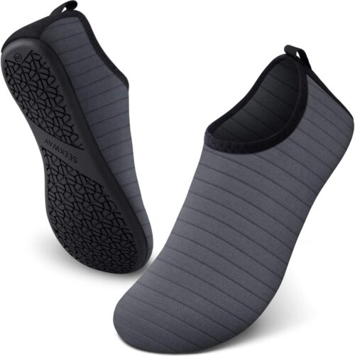 SEEKWAY Water Shoes Women Men Adult Quick-Dry Aqua Socks Barefoot Non Slip for Beach Swim River Pool Lake surf Black SK002(U)