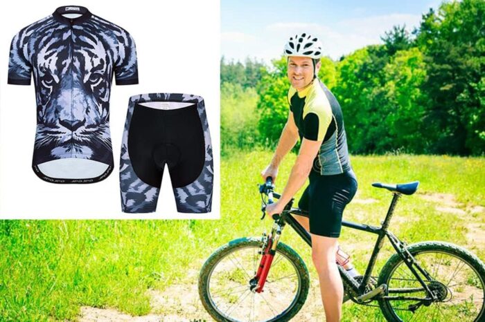 Men Cycling Jersey Set Cycle Short Sleeve Shirt and 3D Cushion Shorts Padded Suit Biking Top - Image 4