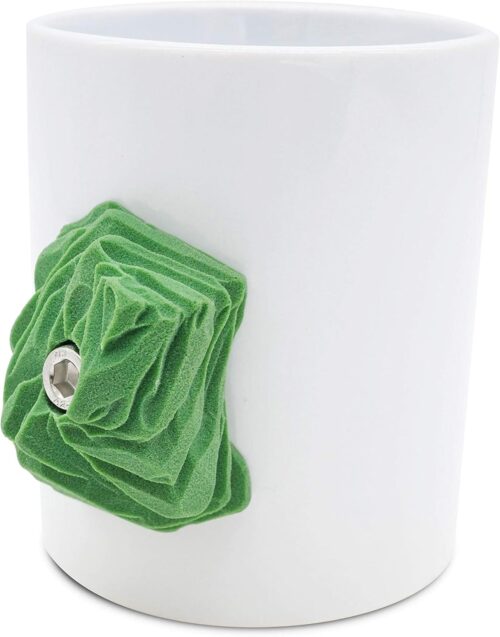 Rock Climbing Mug: Green 12 oz Coffee or Tea Cup with Realistic Hand Hold Grip for Climbers, Perfect for Enjoying a Beverage After Rock Climbing