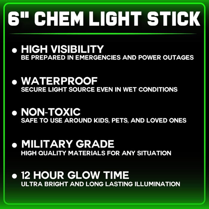 Emergency Glow Sticks - 25 Ultra Bright Military Grade Chem Lights - 12 Hour Bulk Tactical Light Sticks for Survival Gear, Camping, and Power Outages - Image 2