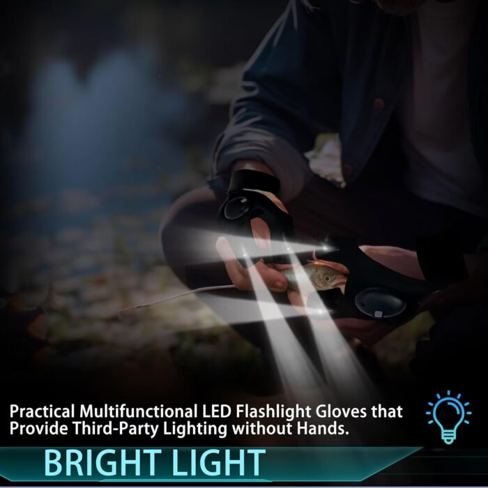 LED Flashlight Gloves Gifts for Men Christmas Gifts Stocking Stuffers for Adults Cool Gadget Hands-Free Lights Tools for Fishing Camping Repairing Unique Men Birthday Gifts - Image 2