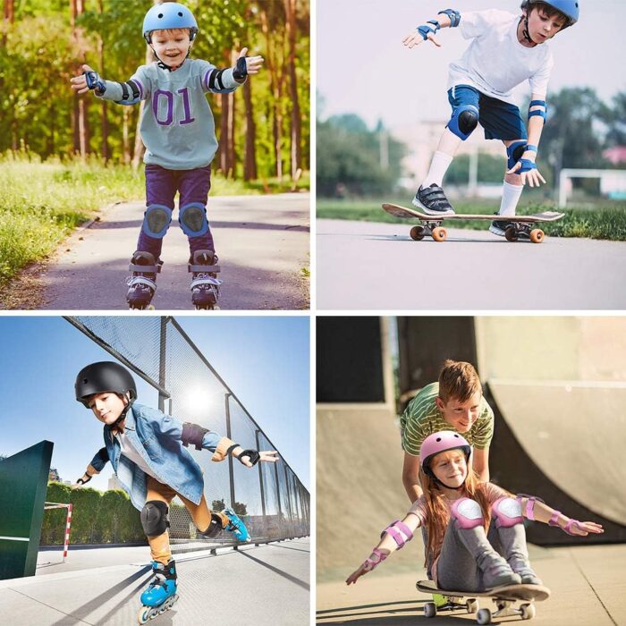 DaCool Kids Bike Helmet Set Skateboard Knee Pads - Kids Helmet Elbow Pads Wrist Guards Adjustable for 3~10yrs Girl Boy Kids Protective Gear Set for Sport Cycling Bike Roller Skating Scooter - Image 7