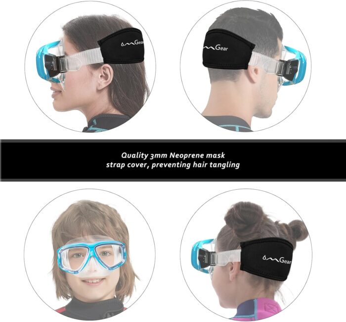 OMGear Swim Mask Dive Goggles Swimming Goggles with Nose Cover Snorkeling Gear Junior Adult Snorkel Mask for Scuba Diving Spearfishing Neoprene Strap Impact Resistance - Image 4
