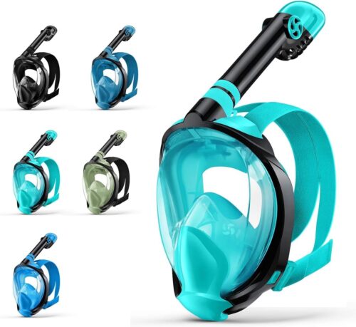 Zenoplige Full Face Snorkel Mask Adults,Dry-Top Snorkeling Gear with Camera Mount,Foldable 180-Degree Panoramic Scuba Mask for Snorkeling Diving Swimming Travel,Snorkel Mask Anti-Fog & Anti-Leak