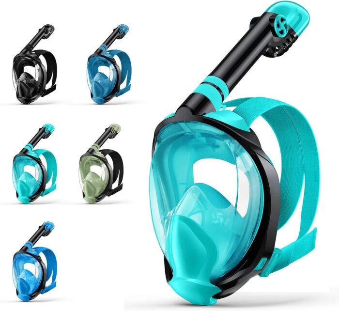 Zenoplige Full Face Snorkel Mask Adults,Dry-Top Snorkeling Gear with Camera Mount,Foldable 180-Degree Panoramic Scuba Mask for Snorkeling Diving Swimming Travel,Snorkel Mask Anti-Fog & Anti-Leak