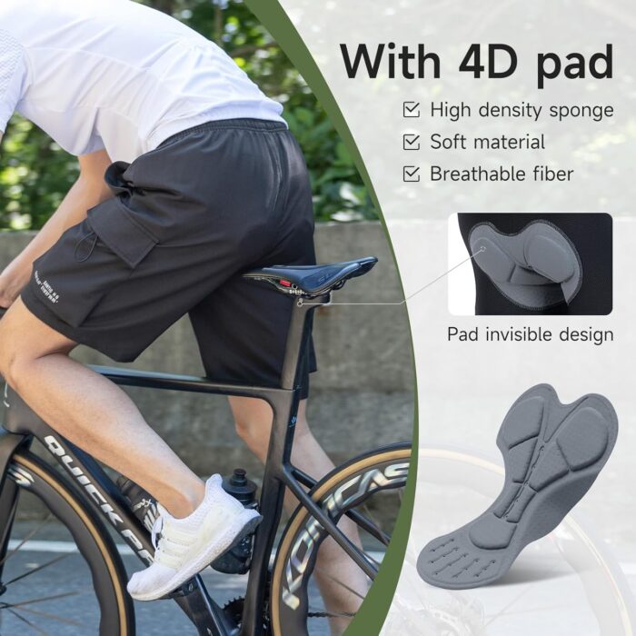 Santic Men's Mountain Bike Shorts 4D Padded Quick Dry Lightweight Cycling Shorts Bicycle Riding Shorts with Pockets - Image 4