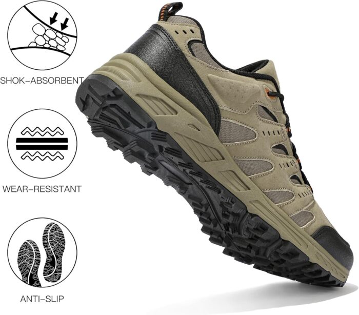 Kricely Men's Low Top Hiking Shoes Waterproof Suede Lightweight Anti Slip Trekking Shoes for Outdoor Trailing Camping Backpacking Running Walking - Image 4