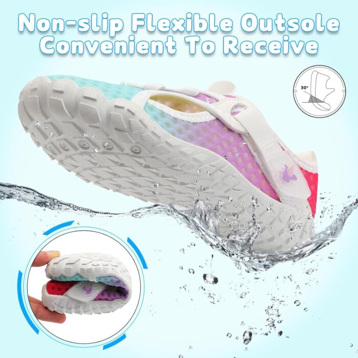 LeIsfIt Kids Water Shoes Boys Girls Swim Beach Shoes Toddler Barefoot Water Sport Socks Quick-Dry Lightweight Aqua Socks for Pool Sand - Image 4