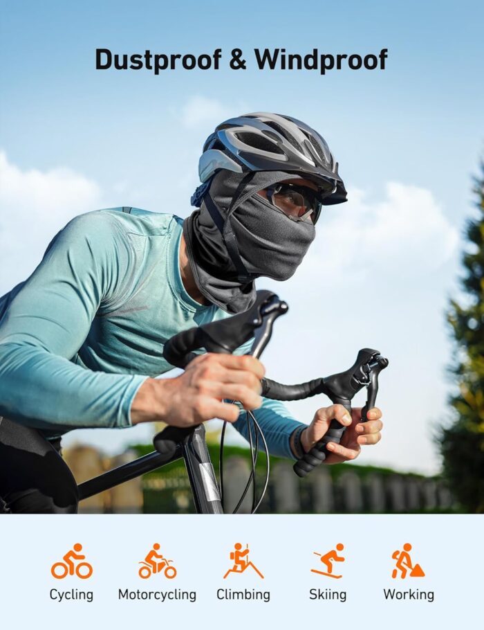 AstroAI Ski Mask Balaclava Face Mask Shiesty Mask for Men Women, UV Protector Windproof Neck Warmer Face Cover for Motorcycle, Snowboarding, Skiing, Hunting, Cycling, Grey - Image 3