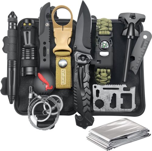 VEITORLD Gifts for Men Him Husband Dad Fathers Day - Survival Gear and Equipment 12 in 1, Survival Kits - Cool Fishing Hunting Camping Anniversary Birthday Gifts for Man Teen Boy Boyfriend Women