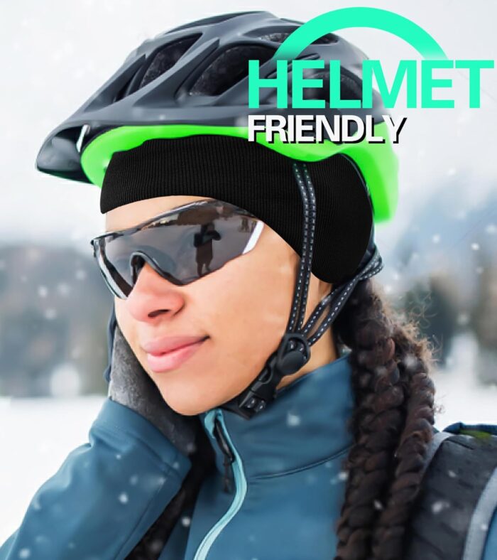 Winter Ear Warmer Headband for Men Women Double-Layer Knit Ear Muffs Cover with Fuzzy Lining for Running and Cycling (Orange, One Size) - Image 5