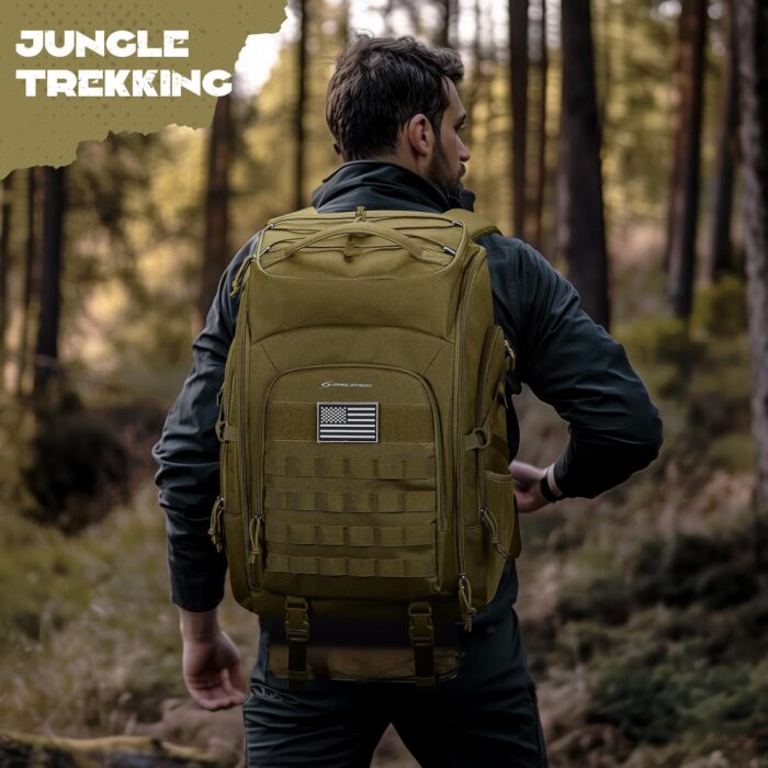 Maelstrom Tactical Backpack for Men, 40L Military Backpack,Water Resistant Assault Pack for Women, 3-Day Bug Out Bag for Hiking, Camping, Gym with Molle System-Khaki - Image 6