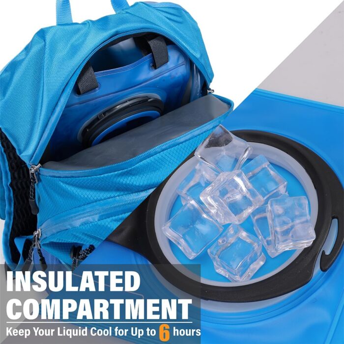 Insulated Hydration Backpack Pack with 2L Water Bladder Lightweight 22L Hiking Backpack Bag for Women Men Daypack for Hiking Running Festival Camping Biking - Image 5