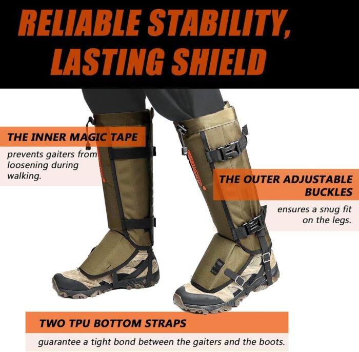 Frelaxy Snake Gaiters, Waterproof Snake Guard Chaps, Snake Bite Protection for Lower Legs, Adjustable Snake Proof Gaiters for Hunting/Outdoor Working, Fit for Men & Women - Image 4