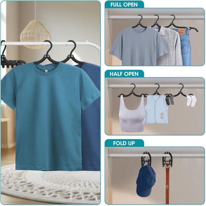 30 Pcs Travel Hangers Portable Foldable Travel Hanger Organizer, Plastic Travel Accessories Essentials Clothes Drying Rack Folding Hangers for Traveling Camping Flying RV Cruises Suitcase, Blac - Image 3
