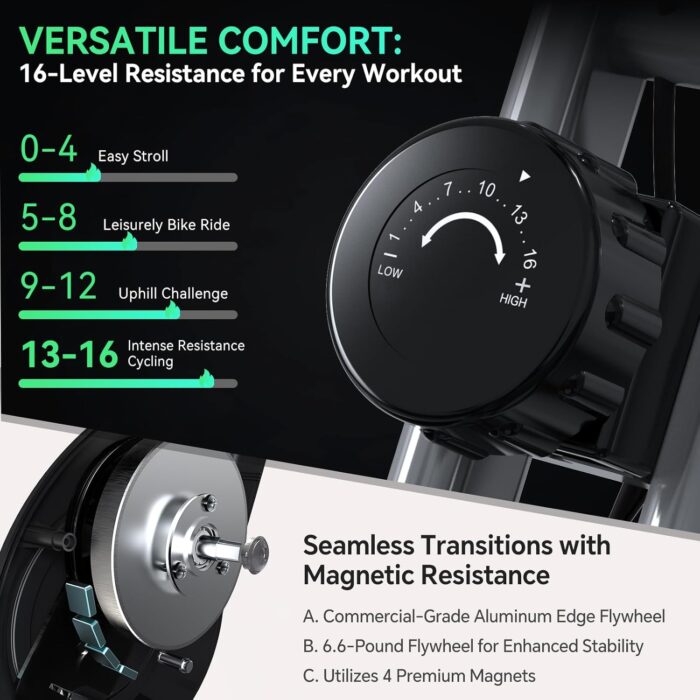 Foldable Exercise Bike Stationary Bikes for Home, 5 IN 1 Indoor Workout Bike, Cycling Bike with 16-Level Quiet Magnetic Resistance, 6.6 LBS Flywheel and 300LBS Capacity, 2025 Designed 817 X-bike - Image 2