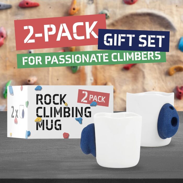 IMPRESA 2 Pack XL 15oz Ceramic Rock Climbing Mugs with Resin Holds - Gifts for Climbers - Training Gear - Home Decor - Image 5