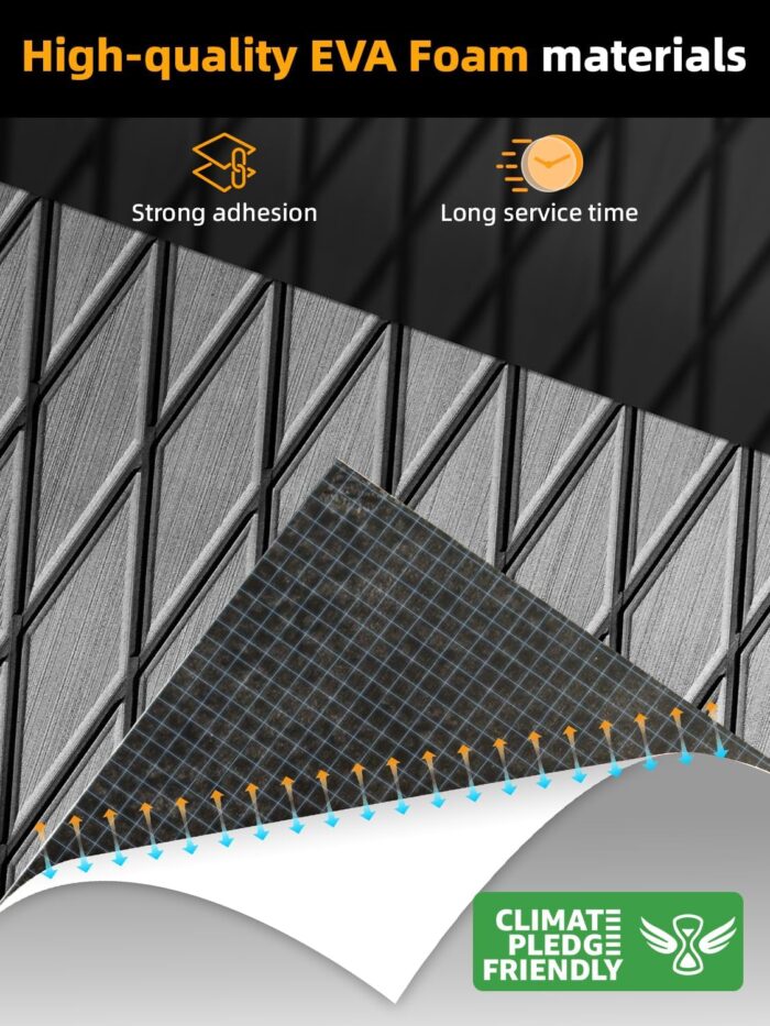 FOCEAN Boat Flooring EVA Foam Boat Decking Marine Mat Non-Slip Self-Adhesive Flooring Sheet for Motorboat Kayak Surfboard Garden Floor Swimming Pools, 94.5''x 15.7'', Grey with Black Lines - Image 2