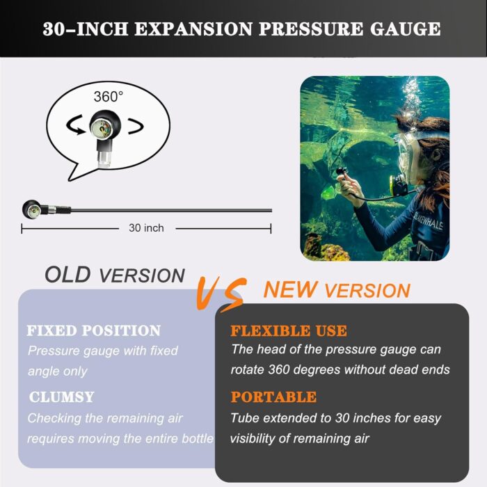 2.3L Mini Scuba Tank, 25-35 Minutes Diving Lung Tanks, DOT-Certified Scuba Diving Tank, Portable Dive Portable Lungs, 2.3L(16 Cu Ft) Capacity, 3000 Psi Max Pressure, Aluminum Tank, Within 30 Ft - Image 2