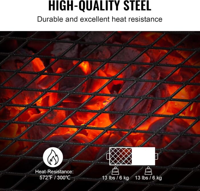 VEVOR Folding Campfire Grill, Heavy Duty Steel Mesh Grate, 22.4" Portable Camping Grates Over Fire Pit, Camp Fire Cooking Equipment with Legs Carrying Bag, Grilling Rack for Outdoor Open Flame Cooking - Image 3