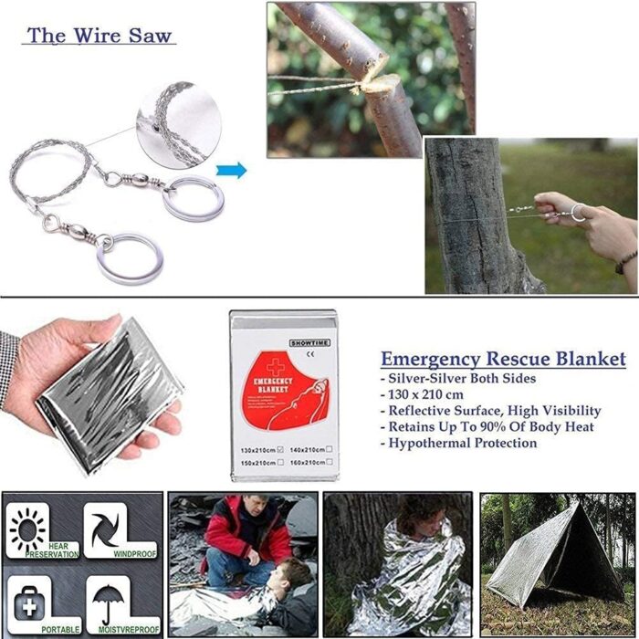 16pcs Emergency Survival Kit, Compact Survival Tactical Gear, Cool EDC Survival Tool for Cars, Camping, Hiking, Hunting, Fishing, Adventure Accessorie for Men Husband Dad Friend - Image 3