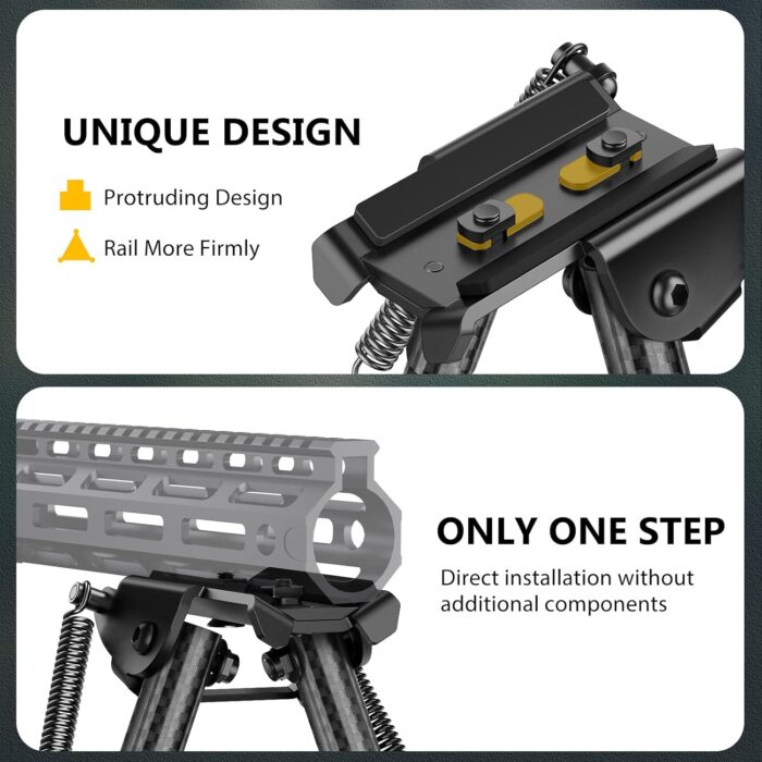 CVLIFE Bipod 6-9 Inch Lightweight Rifle Bipod for M-Rail Attach Directly for Hunting and Shooting - Image 2