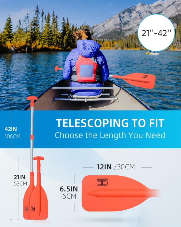 OCEANBROAD Telescoping Emergency Paddle 21''-42''/26''-54'' Aluminium Shaft for Kayaing Boating Canoeing River Tubing - Image 4