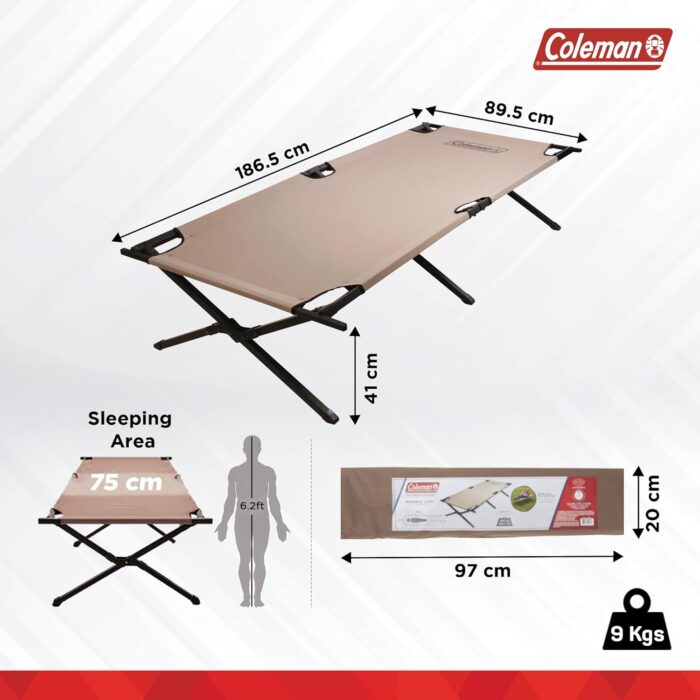 Coleman Trailhead II Camping Cot Easy-to-Assemble Folding Cot Supports Campers up to 6ft 2in or 300lbs Great for Camping Lounging & Elevated Sleeping - Image 3