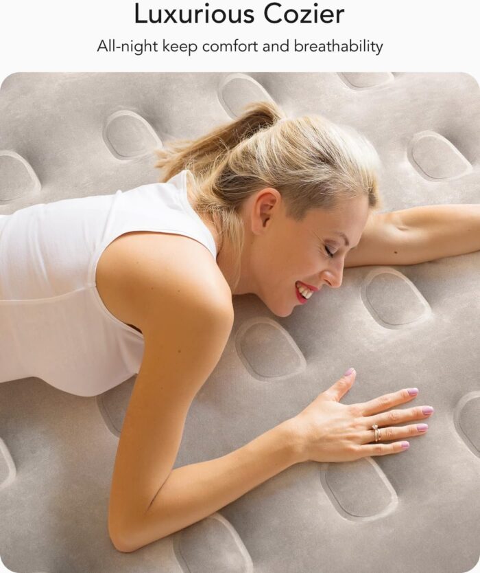 iDOO Queen Air Mattress with Built in Pump, 18 Raised Comfort Blow up Mattress, Upgraded Four Chamber Airbed, Inflatable Mattress for Guests and Home, colchon inflable, Air Bed, 650 lbs Max - Image 2