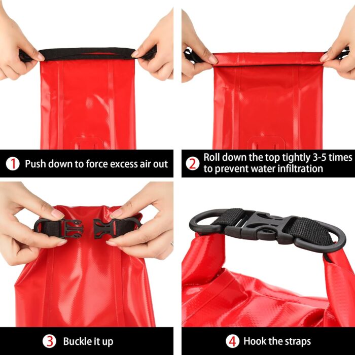 Waterproof First Aid Kit Roll Top Boat Emergency Kit with Waterproof Contents for Fishing Kayaking Boating Swimming Camping Rafting Beach Red - Image 9