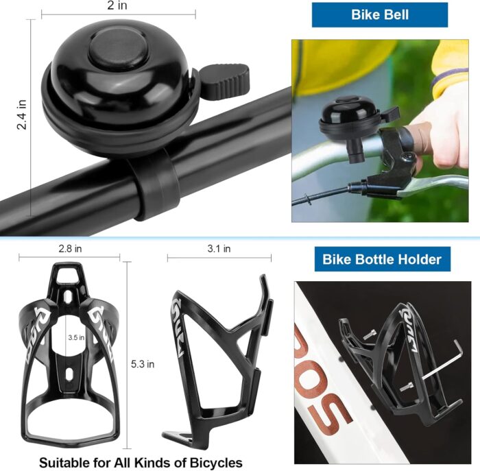Bicycle Accessories - USB Rechargeable Light Set, Lock, Water Cup Seat, Bag, Bell - Image 5