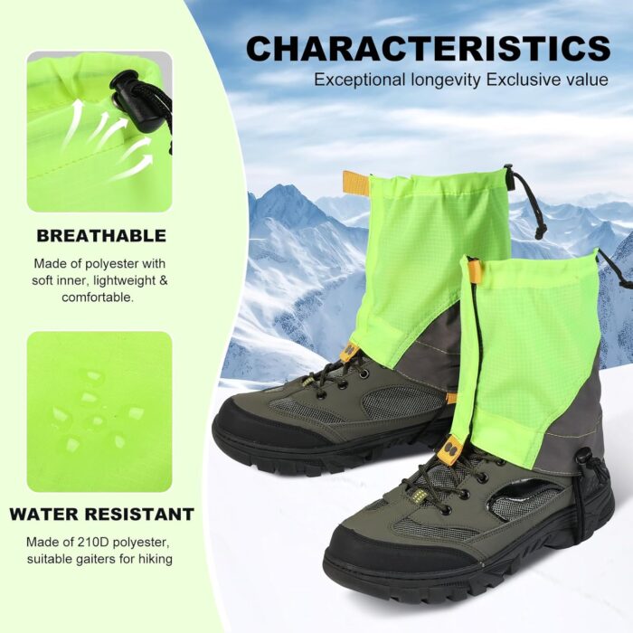 Waterproof Gators for Hiking Boots and Shoes Lightweight Adjustable Leg Gaiters for Men Women Gaiters for Hiking Snowshoeing - Image 2