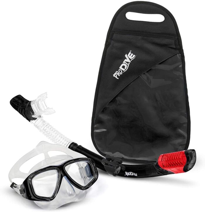 Premium Dry Top Snorkel Set - Impact Resistant Tempered Glass Diving Mask, Watertight and Anti-Fog Lens for Best Vision, Easy Adjustable Strap, Waterproof Gear Bag Included - Image 2